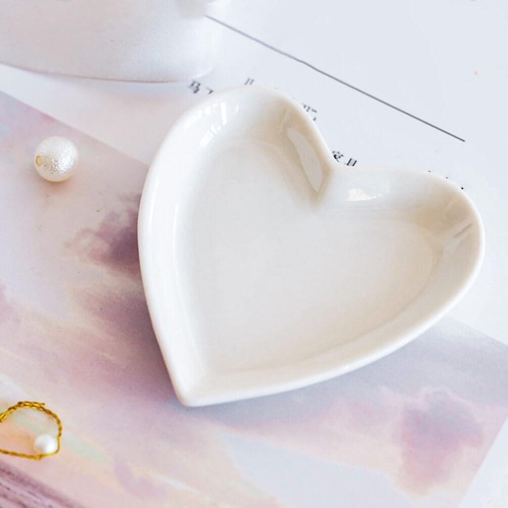 STOBOK Heart Shaped Ceramic Serving Tray Small Jewelry Organizer and Snack Plate for Rings Holder Food Display Dish for Parties Cafes and Home Use 3.62X3.54 Inches - Image 9