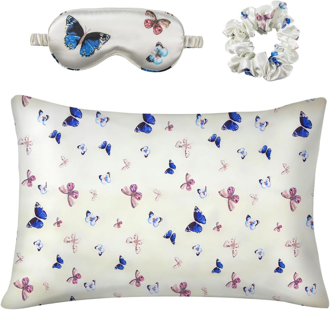 Slumber Satin Beauty Sleep Set, Butterfly, 3-Piece Set with Pillowcase, Eye Mask, and Scrunchie - Image 5