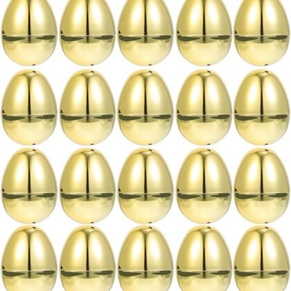 Toyvian 20 Pcs Golden Easter Eggs: 2. 36 Inch Plastic Fillable Eggs for Easter Hunt Party Favors, Basket Stuffer, Classroom Prize Supplies & Decorations