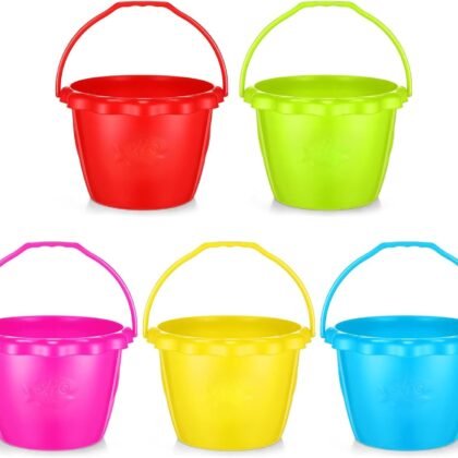 Yinder 5 Packs Sand Buckets, 6.5 in Rum Buckets Plastic Bucket Pails Toys for Pool Summer Beach Party Favors
