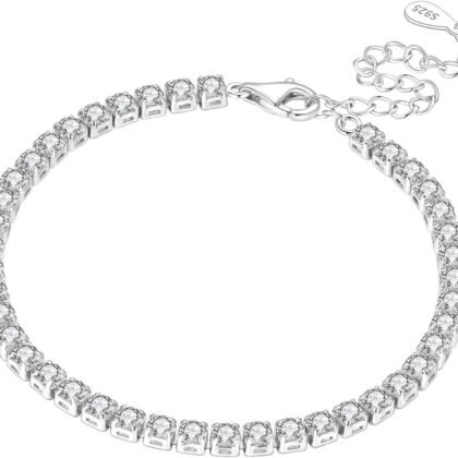 925 Sterling Silver Bracelet for Women,Silver Bracelet Chain Presents for Sister Daughter and Friend, Women's Jewelry for the Daily Occasion (Silvery | Tennis Chain)
