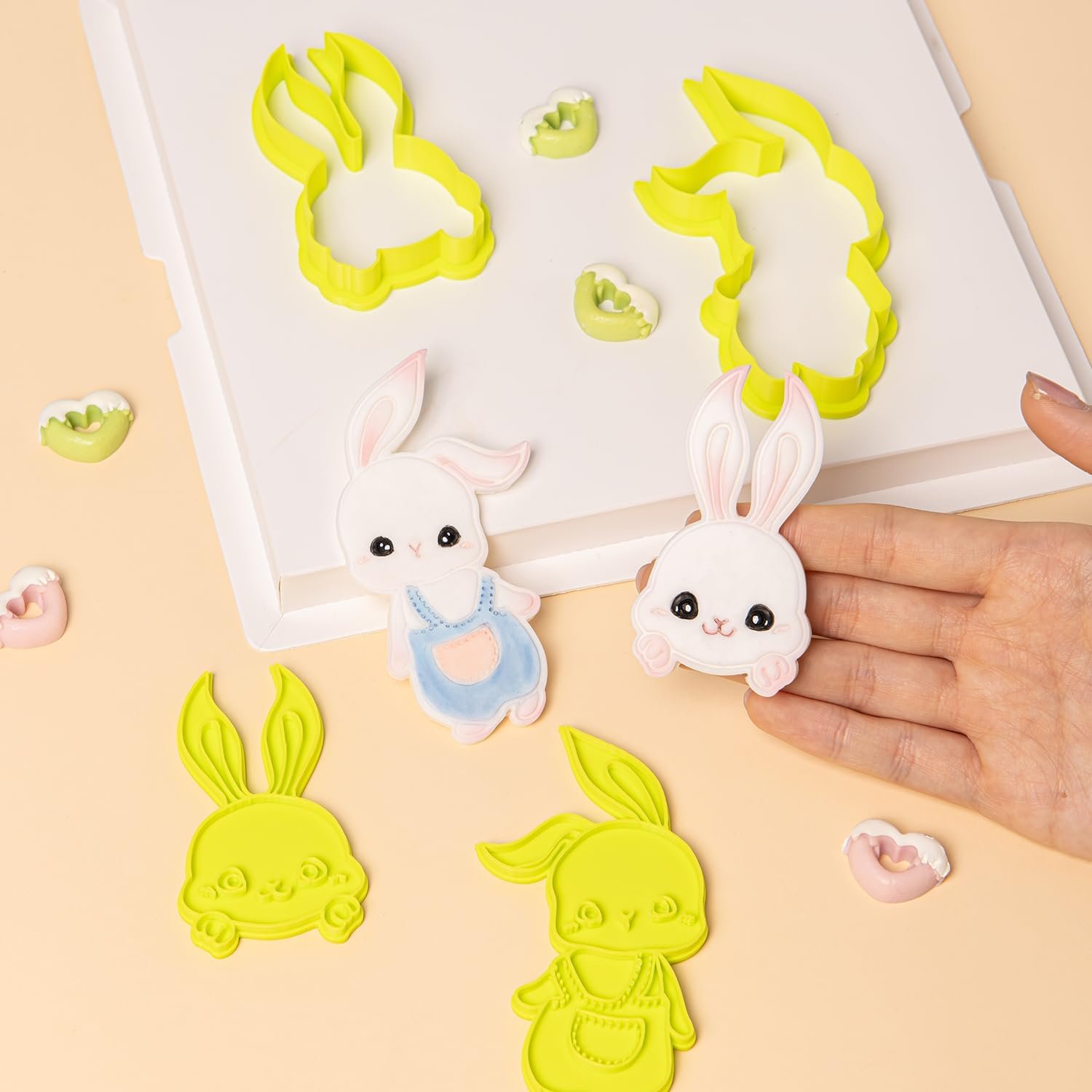 KALAIEN 2 Pcs Easter Bunny Cookie Cutter,Mini Easter Stamps Cookie Cutters Decorating Kit,3D Cookie Biscuit Baking Tools - Image 6