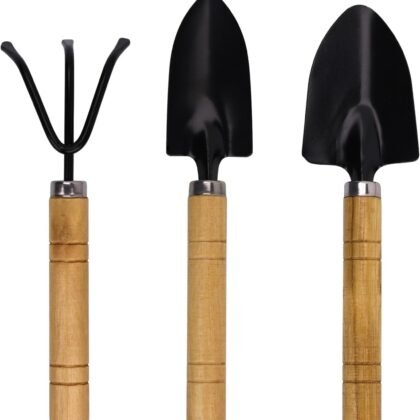 Mini Gardening Tools Set for Kids – 3 Pieces Garden Hand Tool Kit with Shovel, Trowel and Rake for Succulents, Potted Plants, Indoor & Outdoor Gardening