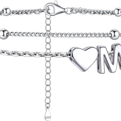 ChicSilver Sterling Silver Anklets for Women Hypoallergenic Womens Ankle Bracelets for Women Layered Heart Anklet With Initials Womens Anklets Jewelry for Mom Wife