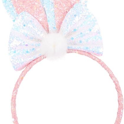 Doneace Easter Headband Glitter Bunny Ears Headband Cute Rabbit Ears Hair Band Bunny Hair Accessories