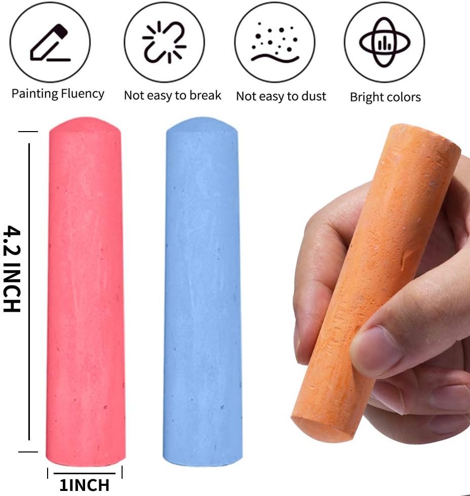 180 Pack Washable Sidewalk Chalk for Kid, 20 Colors Non-Toxic Jumbo Chalk Paint Bulk for Summer Outdoor Activity, Playground, School Classroom Chalkboard, Chalk Party Favors Set for Toddler Kids Adult - Image 3