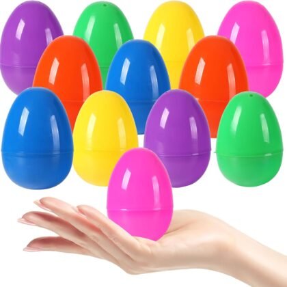 12Pcs Plastic Bright Easter Eggs Assortment, 3.15'' Fillable Easter Eggs Empty Bulk, Perfect for Easter Egg Hunt/Surprise Egg