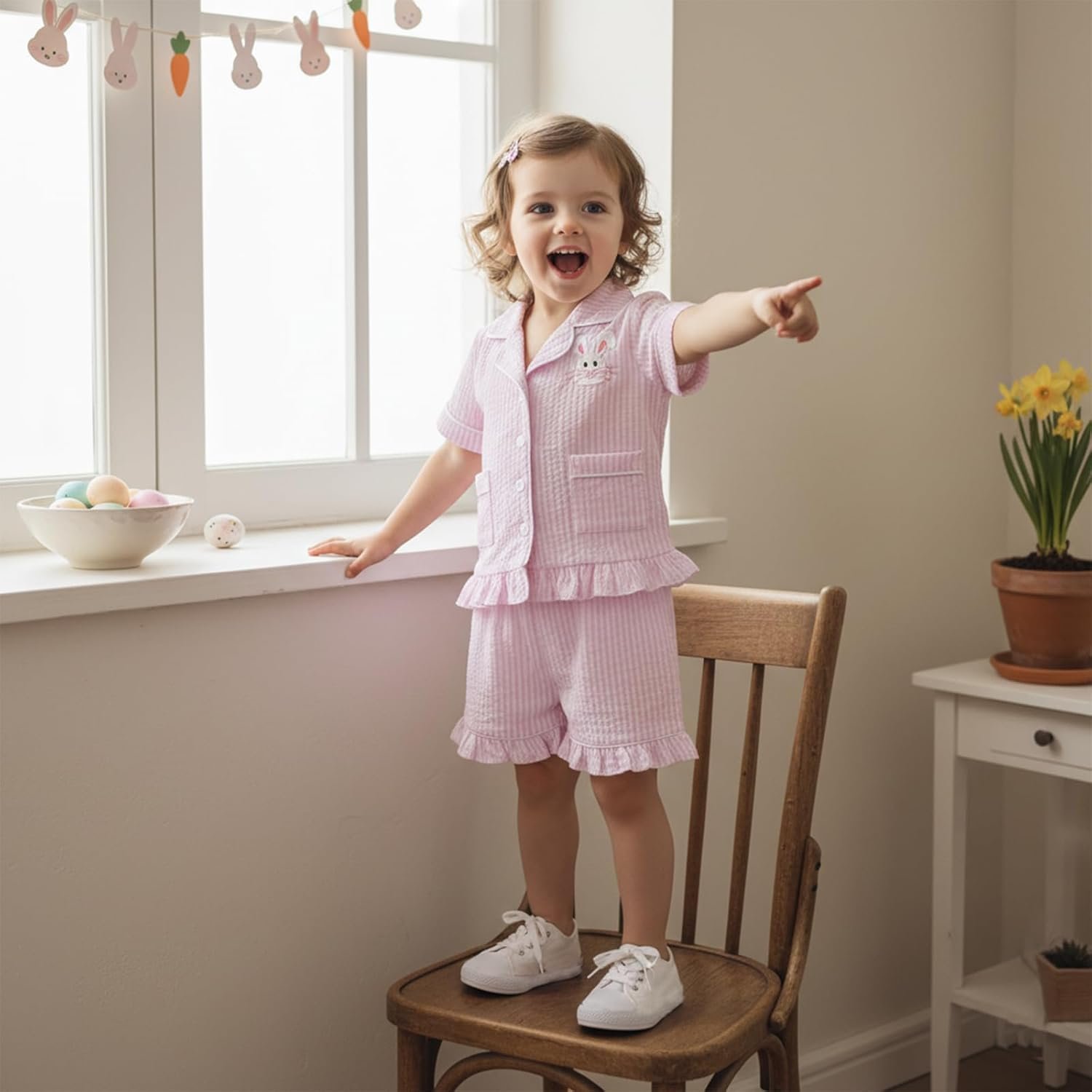 Babieshouse Toddler Baby Girl Boy 4th of July Pajamas Set USA Flag Short Sleeve Button Down Shirt Top Shorts Pjs Sleepwear - Image 2