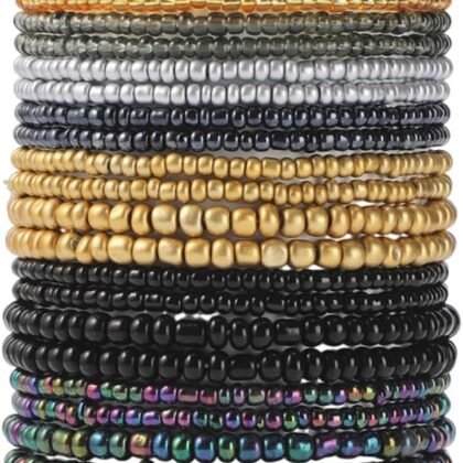 xuzhiyuan Boho Colorful Stackable Crystal Glass Beads Stretch Bracelets Multilayered Bracelets for Women Bohemian Jewelry