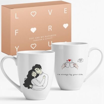 12oz Ceramic Coffee Mugs,Christmas Mugs Set of 2, Wedding Gifts for Couple, Bride and Groom Engagement Gift for Newlyweds(Mr & Mrs), Anniversary Birthday Gift for Her Him, husband Wife, Women Men