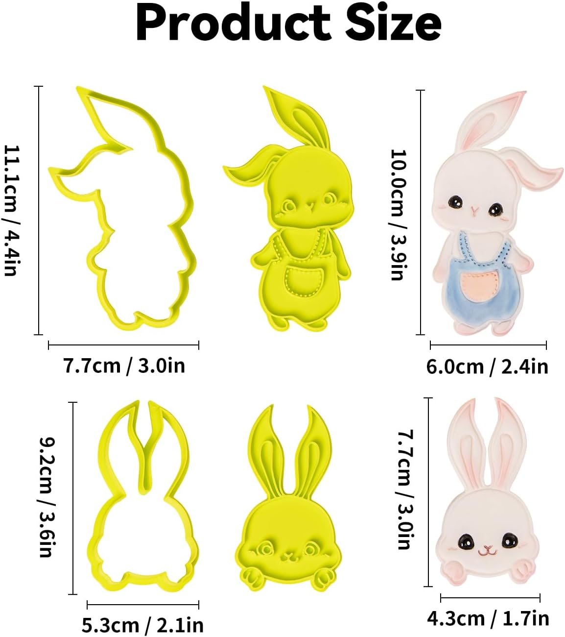 KALAIEN 2 Pcs Easter Bunny Cookie Cutter,Mini Easter Stamps Cookie Cutters Decorating Kit,3D Cookie Biscuit Baking Tools - Image 2