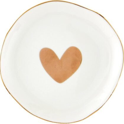 Bella Sleep + Spa Gifts for Women Jewelry Tray Ring Holder Trinket Tray, 4.5-Inch Diameter, Gold Heart