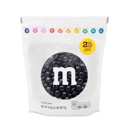 M&M'S Black Milk Chocolate Candy, 2lbs, Resealable Pack for Parties, Halloween, Birthdays, Desserts