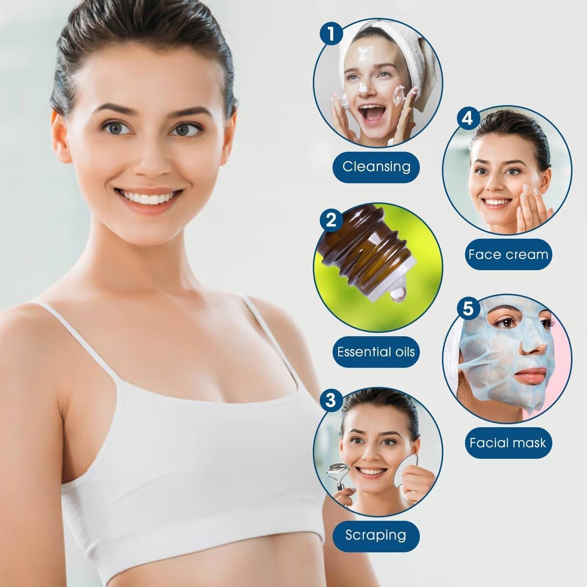 Face Roller and Gua Sha, Stainless Steel Facial Roller and Guasha Tool for Face, Skin Care Roller for Wrinkles and Lifting, Improve Puffiness, Metal Face Massager for Eyes, Neck Tighten - Image 7