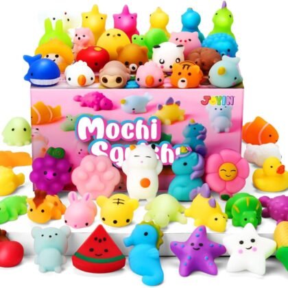 JOYIN Mochi Squishy Toys Set, Random 25 Pack Mini Squishy Mochi, Party Favors for Kids, Kawaii Stress Relief Toys, Basket Stuffers, Goodie Bags Fillers, Birthday Gifts, Classroom Prizes