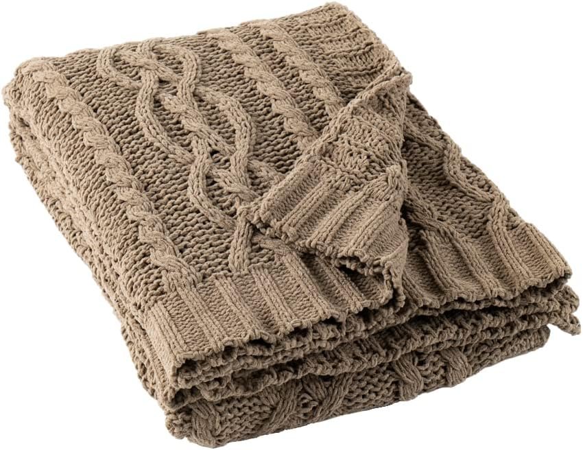 Battilo Camel Tan Throw Blanket for Couch,51"x67", Cable Chenille Knitted Throw Blankets for Bed, Sofa, Chair,Living Room, Soft Cozy Thick Warm Decorative Textured Blanket. - Image 9