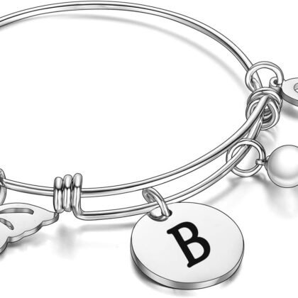 malyunin Initial Bracelet Charm Bracelets Heart Butterfly 26 Letters Alphabet Bracelet for Women Letter Bracelet Personalized Jewelry