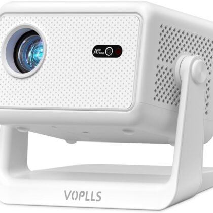 【Officially-Licensed APP & 1800 ANSI】Smart Mini Projector with WiFi and Bluetooth 4K Support, VOPLLS Auto Focus/ Keystone Outdoor Portable Movie Phone Video Proyector for Bedroom/Home/Wall/Ceilling