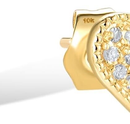 Santuzza 10K Solid Gold Genuine Diamond Dainty Stud Earrings for Women