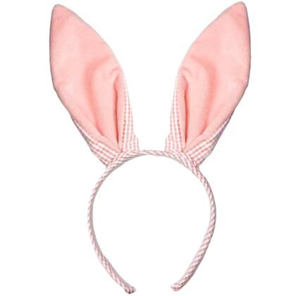 Pink Bunny Ears Headband, Cute Pink Plaid Easter Bunny Ears Headband for Easter Accessories for Women
