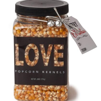 Wabash Valley Farms Popcorn Kernel Jars — Extra Large White Popping Corn in “Love” Design — Gourmet Movie Theater Style Popcorn — Unique Gift for Couples or Families — 28 oz