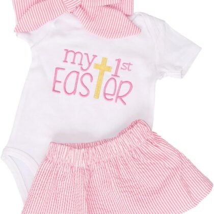 Baby Girls 2pc Outfit Set Short Sleeve Bodysuit with Tutu Skirt