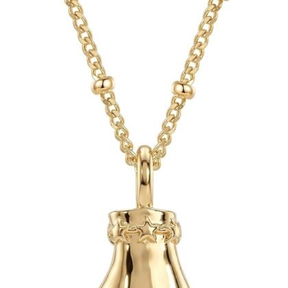 MEVECCO Gesture Hand Pendant Necklace for Women, 18K Gold Plated Cubic Zirconia Dainty Meaningful Charm Jewelry