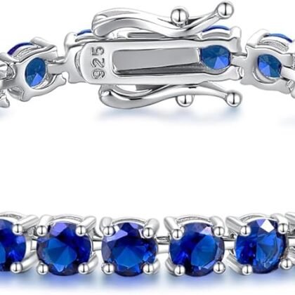FANCIME Birthstone Bracelet Sterling Silver Gemstone Tennis Bracelets Fine Jewelry Wedding Bridal Prom Birthday Gift for Women Her, Length 7.2 Inch Width 4mm