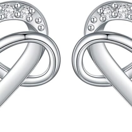 Diamond Heart Earrings 925 Sterling Silver Lab-Grown Diamond Infinity Heart Shaped Stud Earrings for Women Birthday Christmas Gifts