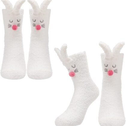 2 Pairs Easter Rabbit Socks for Women Cute Bunny Stockings Fuzzy Bunny Sock Fuzzy Animal Socks for Women Girls Winter Causal Home Sleeping Festival Party