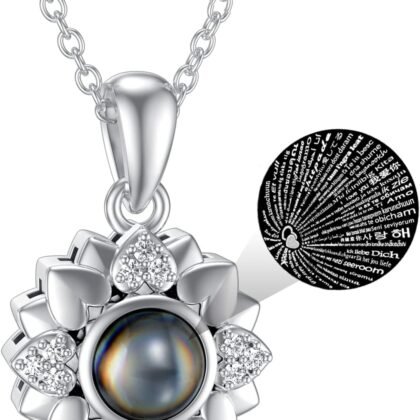 Dorunmo Mother's Day Gifts Personalized Photo Projection Necklace Sterling Silver Heart/Celtic Knot/Infinity/Butterfly/Dragonfly/Sunflower Pendant Necklace Jewelry Romantic Gifts for Women