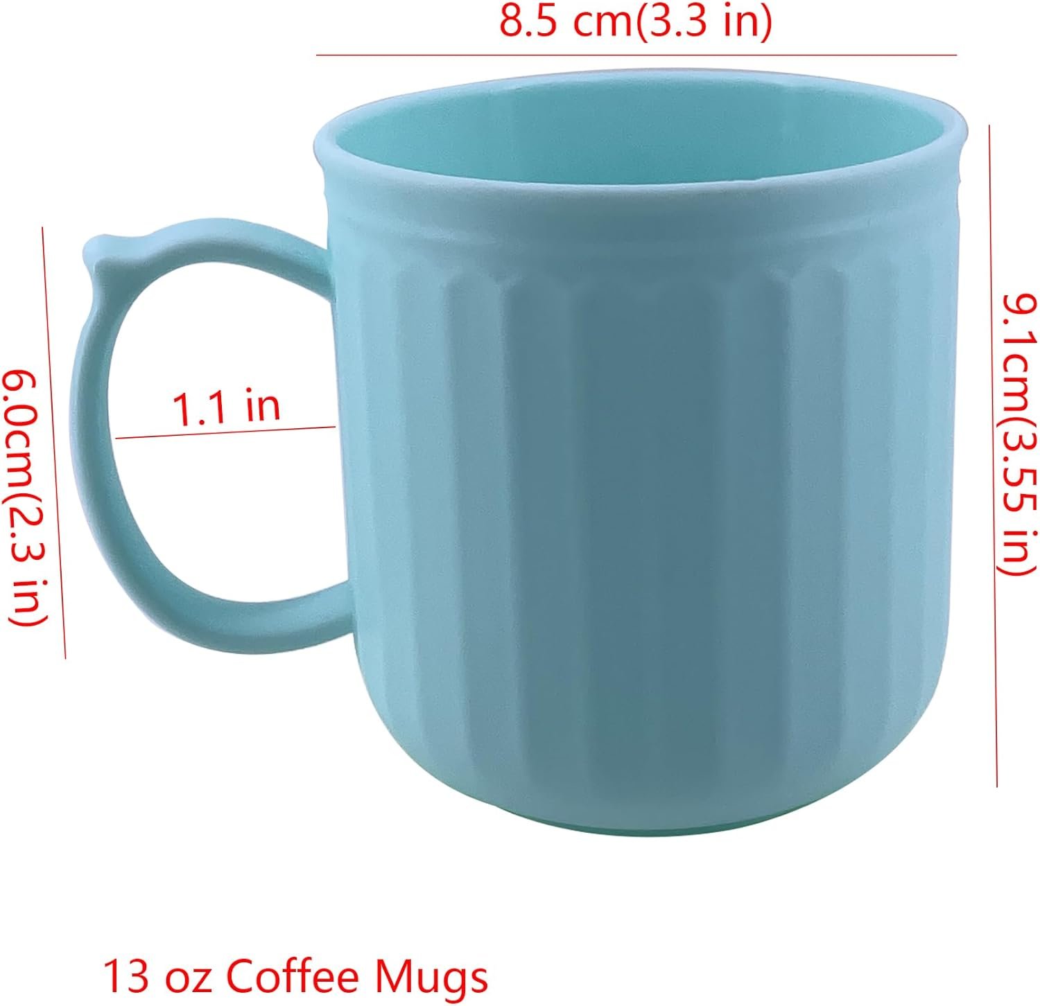 AOYITE 13 oz Coffee Mugs set of 6 - Unbreakable Plastic Mug in Light Color - BPA Free Reusable Microwave Safe Drinking Cups for Coffee,Tea,Cocoa,Milk,Cappuccino, Mocha (Thick Wall) - Image 5