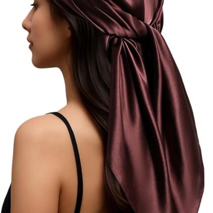 PoeticEHome Mulberry Silk Head Scarf 35"x35" - Solid Color 6A Grade Anti-Frizz Sleeping Hair Wrap, Growth Bandana, Gift Ready