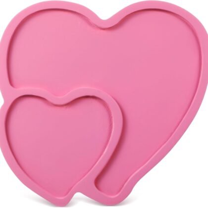 Rtteri Heart Shaped Plates Cheese Board Charcuterie Boards 9 inch Wood Serving Platters and Trays Salad Plate Dinner Plate Cake Plate Decorative Tray(Pink)