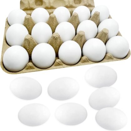 15 Pcs White Wooden Eggs Easter Egg, Life Size Plain Decorating Eggs for Kids Easter DIY Paint Your Own Egg, Easter Crafts, Eggs Hunt, Basket Stuffers and School Activities Supplies