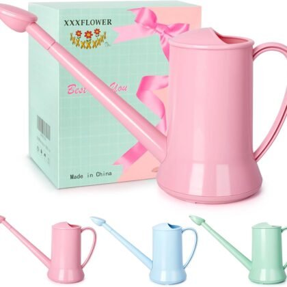 XXXFLOWER 1/2 Gallon Small Indoor Plant Watering Can, 2L Long Spout Removable Nozzle Flower Watering Pot for Office House Indoor Garden（Pink,67 oz）