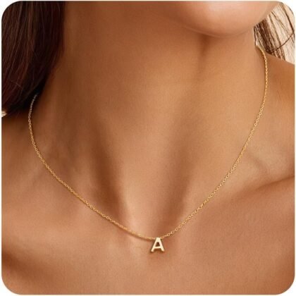 Turandoss Mothers Day Gifts for Daughter - Personalized 14K Gold Plated Letter A-Z Initial Pendant Necklaces Jewelry Birthday Mothers Day Gifts for Mom Daughter Girls Women