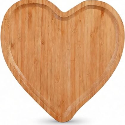 Valentines Day Serving Tray,Heart Shaped Wooden Cheese Board Salad Plate,10.6inch Decorative Mini Charcuterie Board Reusable Dinner Plate for Snack Candy Food Fruit,Platter Valentines Gifts(10.6inch)