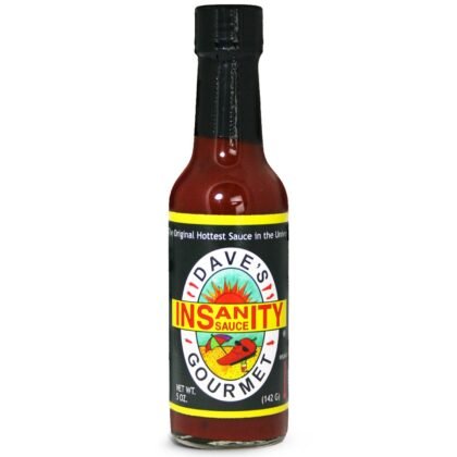 Dave's Gourmet Original Insanity Hot Sauce - As Seen on Hot Ones Season 1 - Sauce for Burgers, Burritos, Stews - Hot Sauce Challenge Favorite - Bold Flavor Red Sauce - 5oz (Pack of 1)