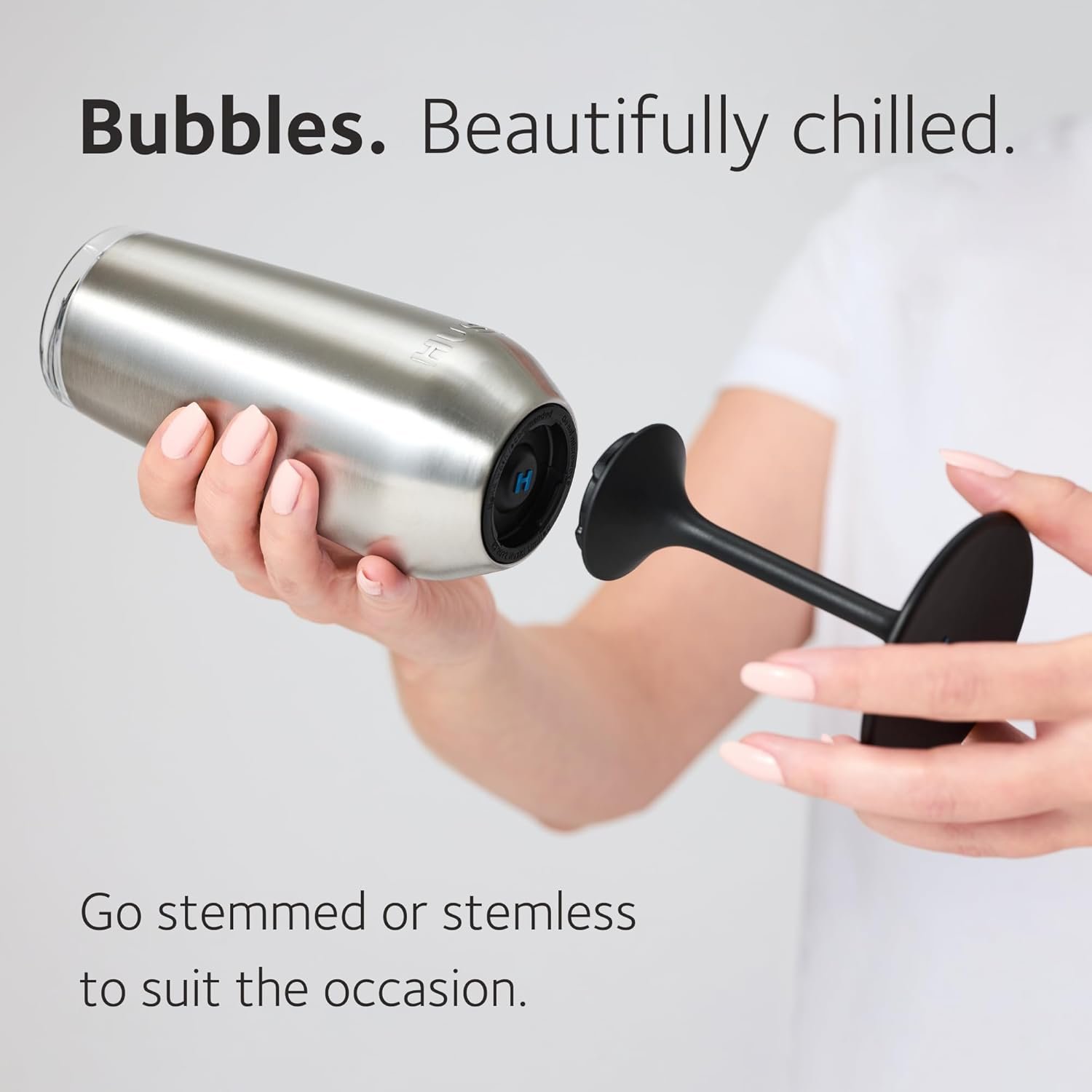 Huski Champagne Flute | NEW | Award-winning Design with Detachable Stem | Premium Stainless Steel Champagne Glass with Lid | Triple Insulated Tumbler | 8oz Capacity | Great Gift (Champagne) - Image 2