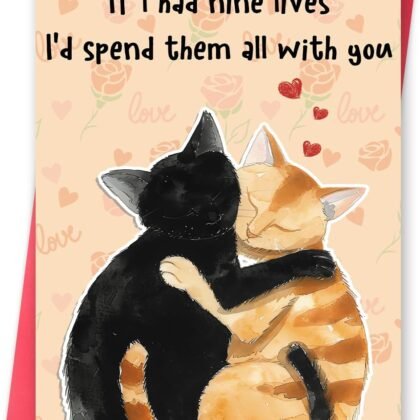Missonemi Cute Anniversary Card & Gifts for Women Men Husband Wife Boyfriend Girlfriend, Cats Valentines Day Card, Funny Valentines Day Gifts for Him Her