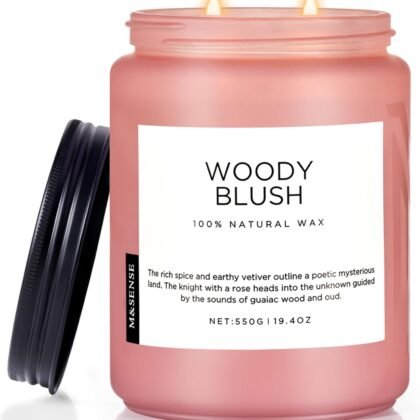 M&SENSE Large Rose Oud Soy Candles, 19.4oz Natural Soy Wax, 110-Hour Long Lasting Slow Burning, Scented Candles Non Toxic, Romantic Floral Smelling for Mom, Aromatherapy Gifts for Relaxing Spa