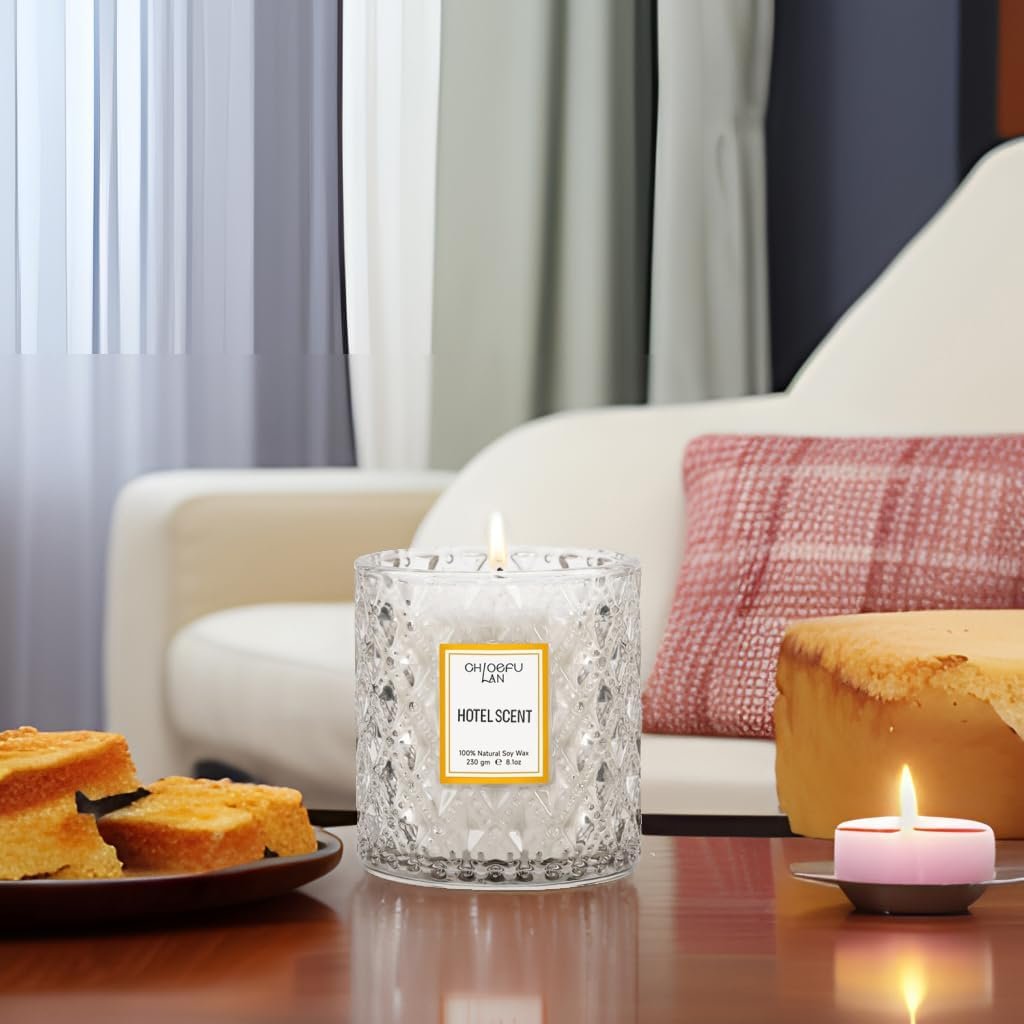 Chloefu LAN Hotel Scented Candle Natural Essential Oil, Luxury Scented Soy Jar Candle Gifts, Highly Scented, 8.1oz, Unique Blend to Promote Sleep & Relieve Stress - Image 4