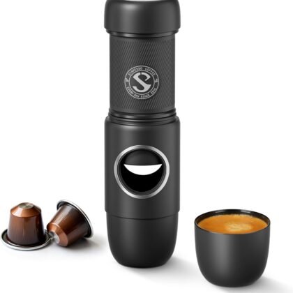 STARESSO TRAVEL NS Portable Espresso Maker, Ultra-Light Manual Coffee Machine, Compatible with Nespresso Original Pods, Perfect for Travel Camping Hiking