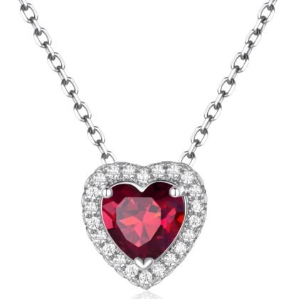 FindChic Dainty Heart Birthstone Necklace for Women Mom Girls Platinum Plated CZ Pendant Sparkly Birthday Anniversary Valentine's Gifts for Her Mom, with Gift Box