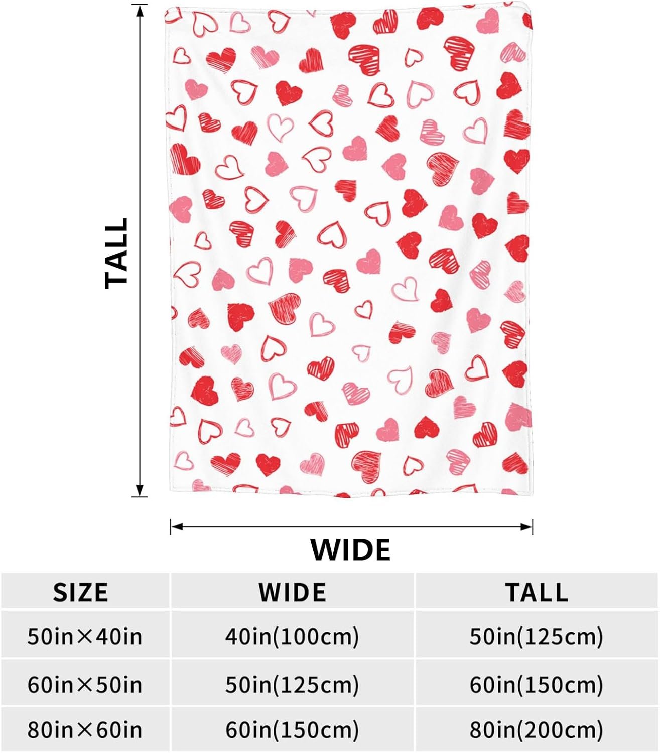 Valentine's Day Love Heart Throw Blanket, Lightweight Ultra Soft Flannel Blanket for Girlfriend Sweetheart, Pink Red Warm Cosy Fuzzy Throw Blanket for Sofa and Bed 50" x 60" - Be Mine Love - Image 6