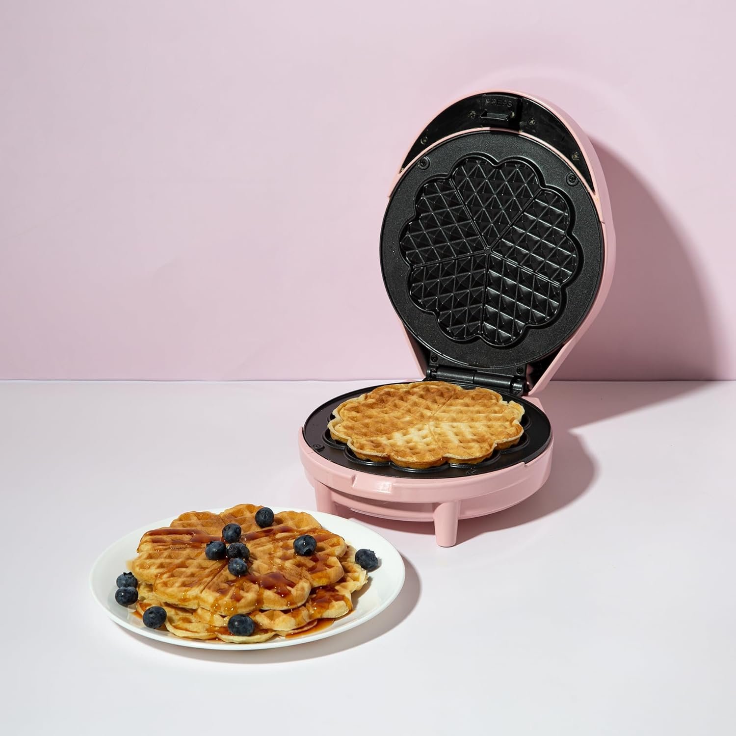 Paris Hilton Heart Waffle Maker, Makes 5 Mini Heart Shaped Waffles or 1 Individual Waffle, Easy to Clean 6" Nonstick Plates, Made without PFAS or PFOA, Electric Waffle Iron, Pink - Image 8