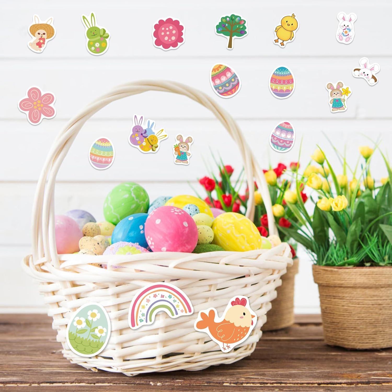 Easter Stickers 100 Pcs Easter Stickers for Kids,Waterproof Easter Egg Sticker Bunny Sticker Decoration for Easter Theme Party,Vinyl Easter Sticker Set Basket Crafts Stuffers - Image 5