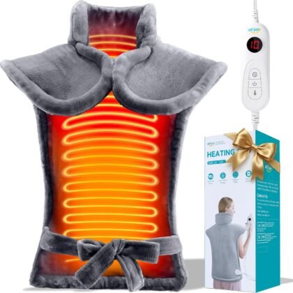 ALLJOY Heating Pad for Back Pain Relief, 24"x33" Weighted Heating Pad for Neck and Shoulders and Back, Mothers Day Gifts for Mom, Neck Heating Pad Fast-Heating with 6 Settings, Auto Shut-Off