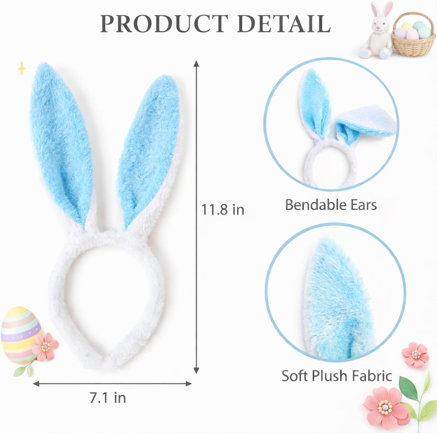 Easter Headbands and Glasses Set, 6PCS Bunny Ear Headbands & Funny Easter Glasses, Cute Photo Props for Easter - Image 4